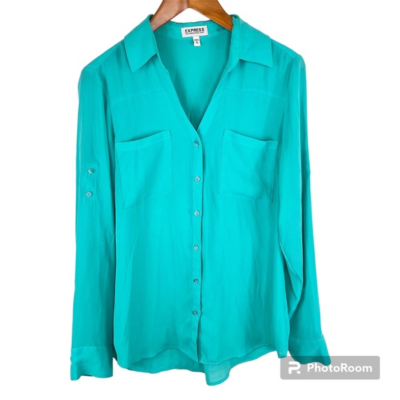 Express Tops - 2/$25 Express Portofino Turquoise Light Blue Business Casual Button Down Blouse